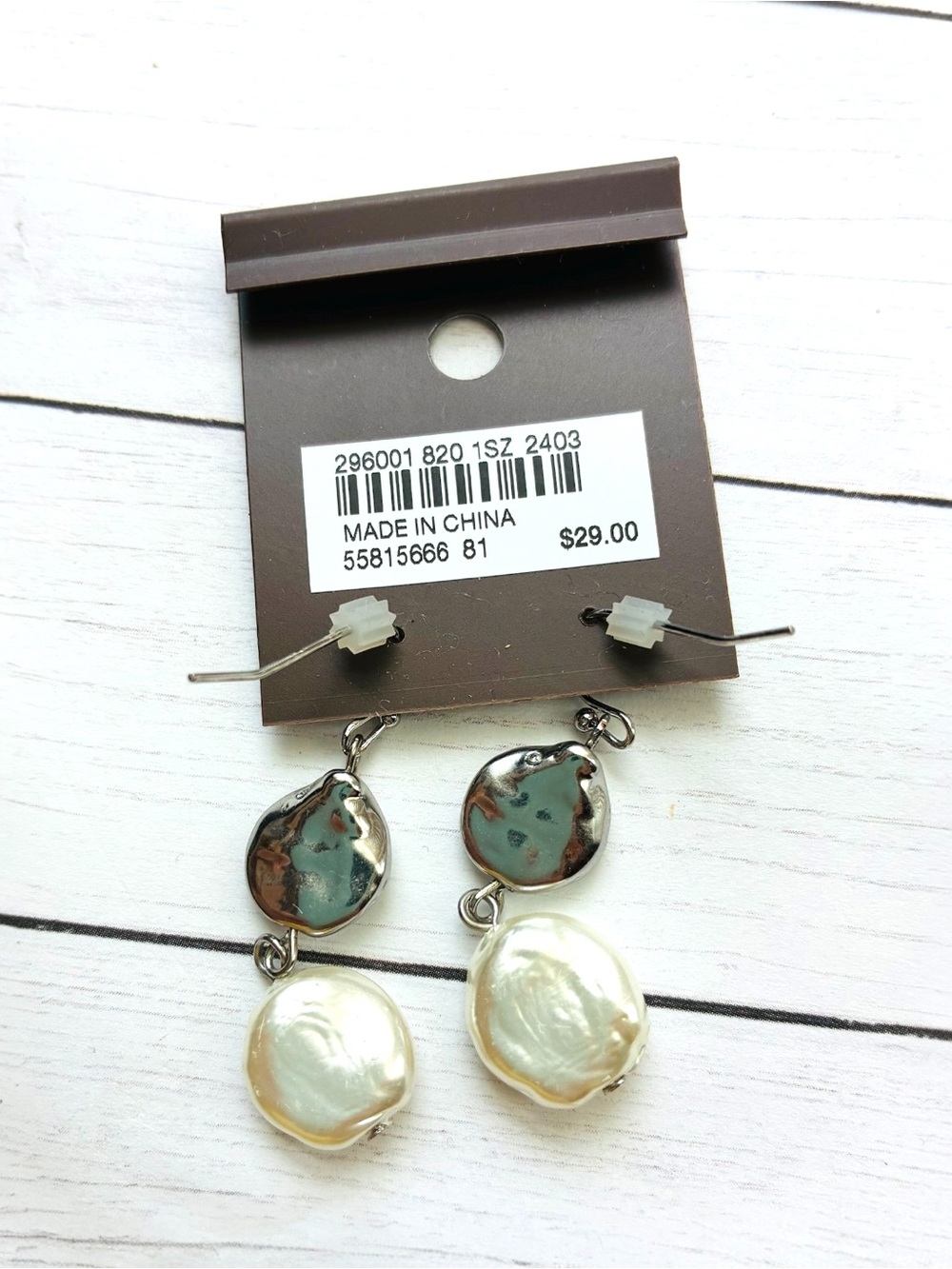NEW NWT J. Jill Silver Bead Pearl Drop Earrings Beach Vacation  $29 Retail Tag - Picture 2 of 3